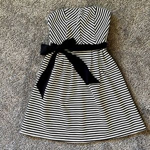 Ya Los Angeles strapless tie black and white mini dress